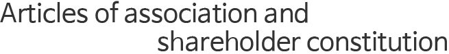 Articles of association and shareholder constitution